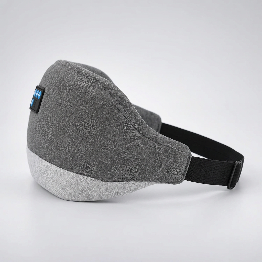 NEXORA NexWave Pro sleep mask, side view showing contoured shape